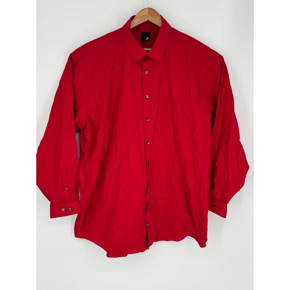 J Ferrari Men's Long Sleeve Shirt Size 18.5 36/37 Red Button Up Big & Tall K7